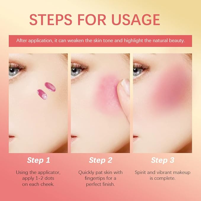 Liquid Blush Stick, Soft Velvet Cream Blush, Pink & Red Blush Skin Tint, Natural-Looking Matte Finish, Waterproof & Long Lasting Dewy Cheek Tint, Moisturizing & Lightweight Blendable Feel Blush (1#)