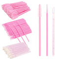 300 PCS Eyelash Extension Supplies Kit Disposable Micro Brush Eyebrow Lash Spoolies Lip Stick Brush Mascara Wand Applicator Makeup Brush Tool (Pink Sets)