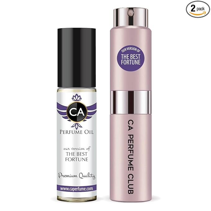 CA Perfume Duo Impression of The Best Fortune For Women Perfume Layering Set Long Lasting Travel Size EDP + Body Oil Roll-On Bottle 0.27 Fl Oz+0.33 Fl Oz