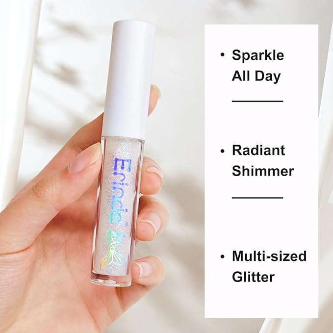 Erinde Liquid Glitter Eyeshadow Eyeliner, Metallic Shimmer Glitter Eyeshadow Liner, High Pigment Colored Eyeliner, Waterproof Long Lasting Sparkle Makeup for Women, Sunset Champagne
