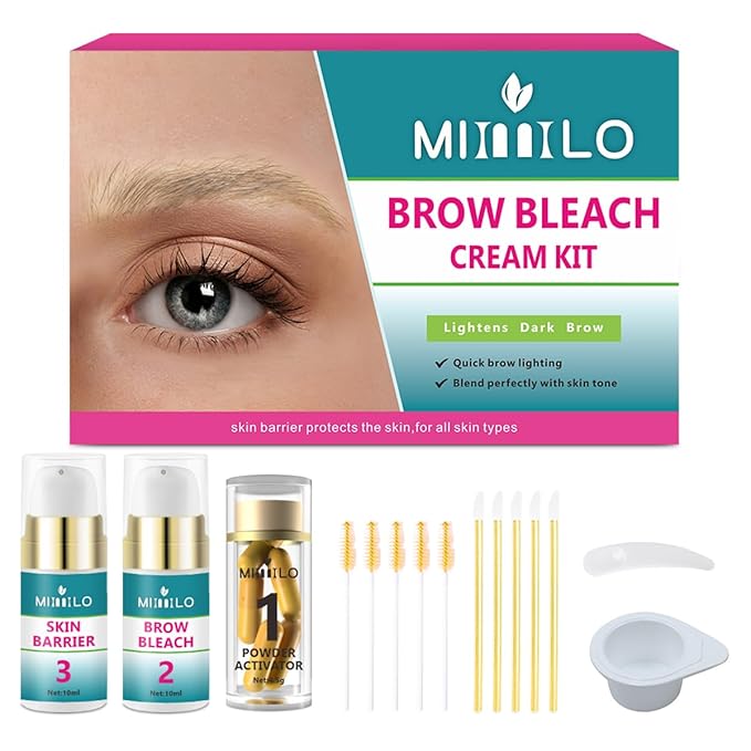 Eyebrow Color Lightening Cream, Brow Bleach Cream Kit Lighten Dark Brow Color, 5 Application Kit