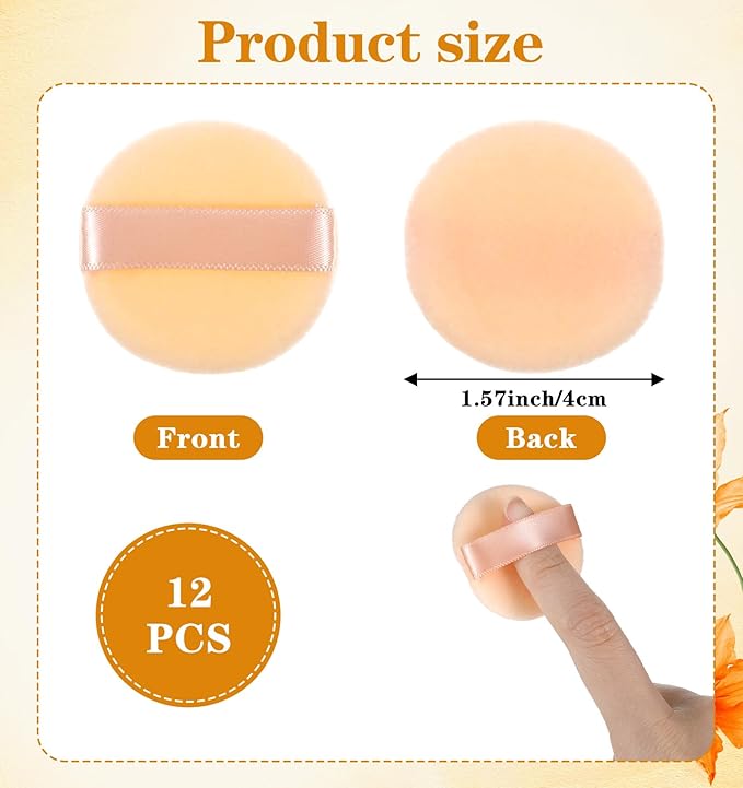 12 Pcs Mini Makeup Puff, Mini Puff Soft Sponge, Finger Puff Mini Makeup Puffs for Loose Powder, Foundation, Daily Makeup(1.57 Inch)