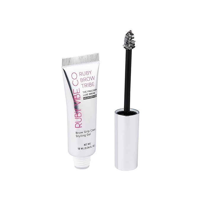RUBY VIBE CO Brow Grip Clear Styling Gel, Lightweight Formula, Natural Finish, Long-Lasting Hold, Precision Applicator, Flake-Free, Water-Based, 0.34 Fl.oz (10ml)