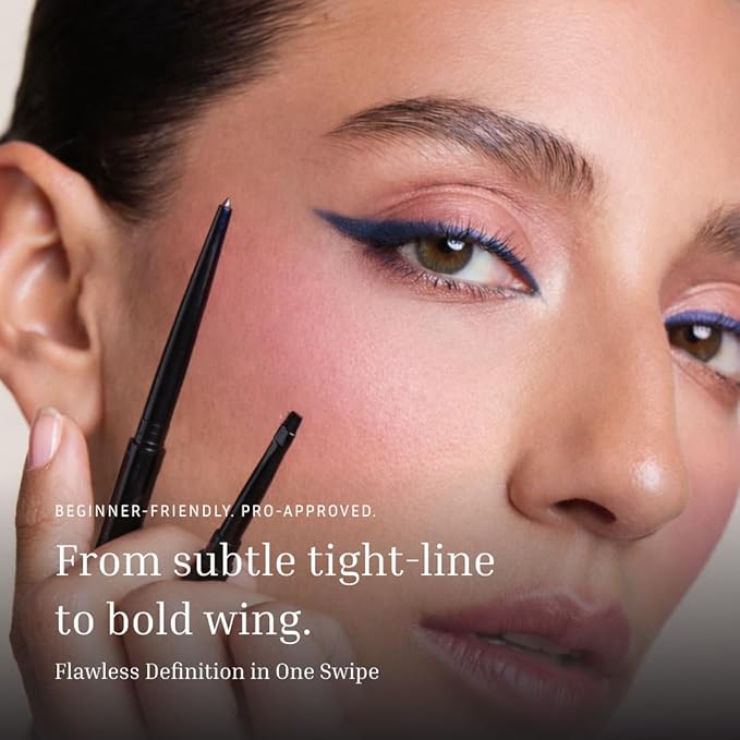 LITHE BEAUTY Smudge-Proof Gel Eyeliner Pencil Set, Long Wear Retractable Eyeliner with Ultra Thin Tip & Angled Brush, High Definition Vegan Makeup Duo in Shades Blueprint and Galaxy