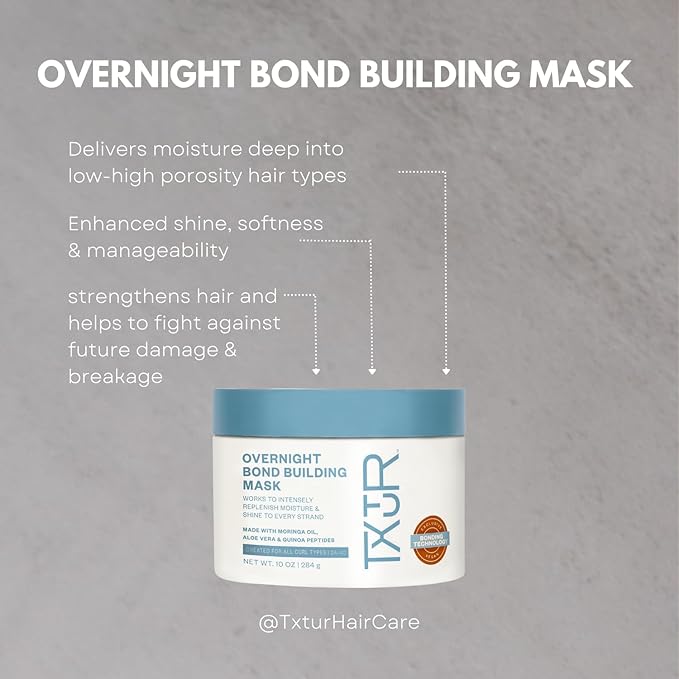 Overnight Bond Building Mask, Deep Conditioning Hair Treatment That Delivers Intensive Hydration That Leads To Enhanced Shine, Softness, & Manageability, 10 Oz | Intensive Hydration