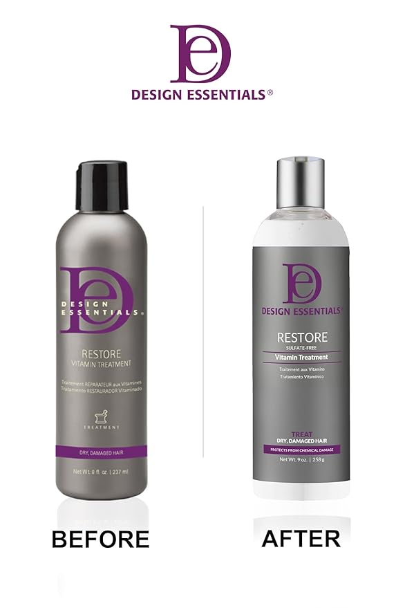 Design Essentials Restore Vitamin Treatment for Natural Dry Damaged Hair, White, 8 Fl Oz