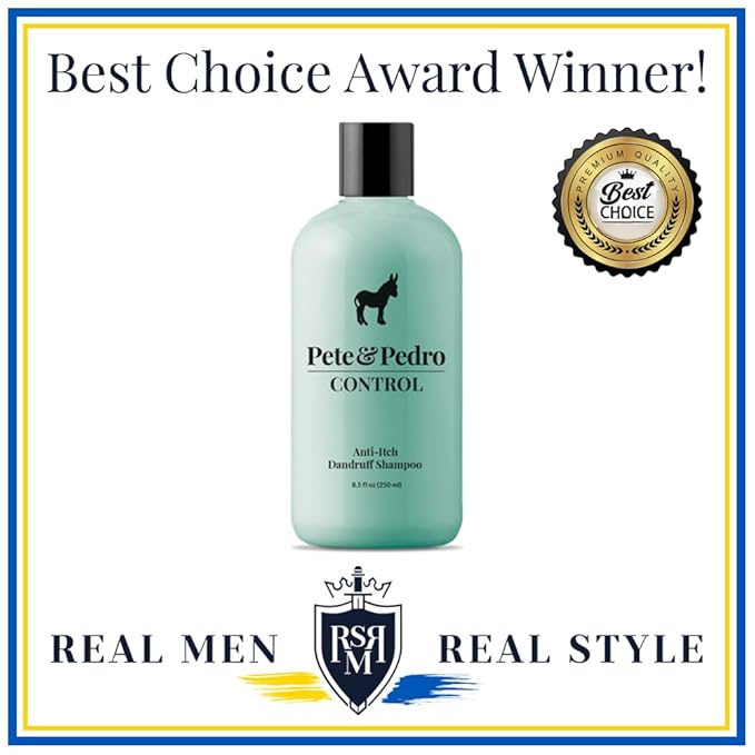 Pete & Pedro CONTROL Extra-Strength Anti-Dandruff & Itch Hair Shampoo | Medicated Treatment, Coal Tar, Peppermint, Tea Tree Oil For Scalp Psoriasis, Flakes, Itchy Scalp | Shark Tank Featured, 8.5 oz