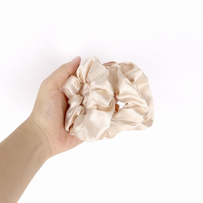 Silk Satin Scrunchies for Women Girls 12 PCS Ivory White Hair Scrunchies Silk Satin Hair Ties for Thick Hair Bulk Hair Ties Hair Accessories