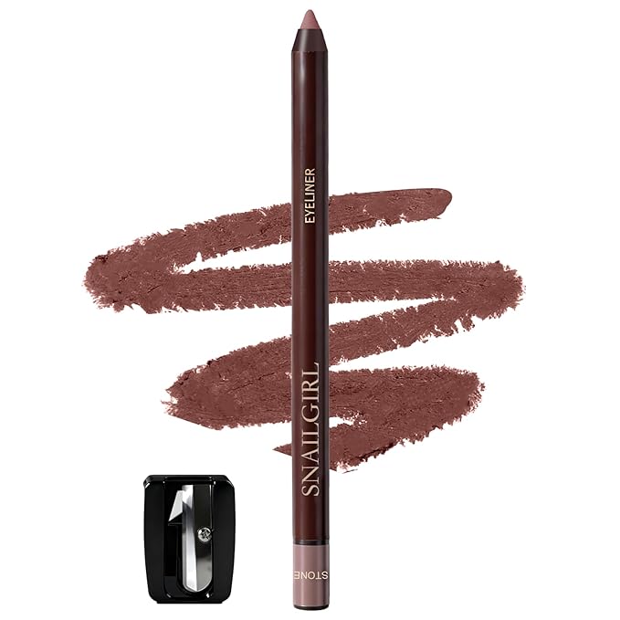 Stone Brown Gel Eyeliner Pencil,Smudge-proof Waterproof Long Lasting Plum Eye Liner, High-Pigmented Smooth Creamy Formula for Mature Women, Eyes Makeup Pen Includes Sharpener