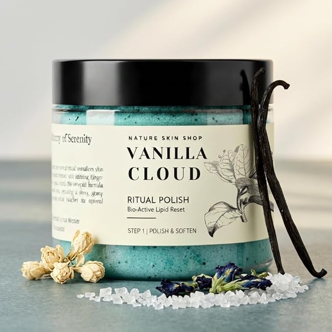 Nature Skin Shop Vanilla Cloud Spun Sugar Whipped Polish – Luxurious Whipped Exfoliating Body Scrub, 8oz