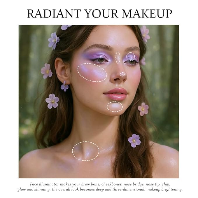 Cool Purple Cream Sparkle Glitter Shimmer Eyeshadow Palette Makeup for Women, Blue Buttery Cream Powder Highlighter Vegan, de sombras de ojos, Built-in Mirror & Brush 06