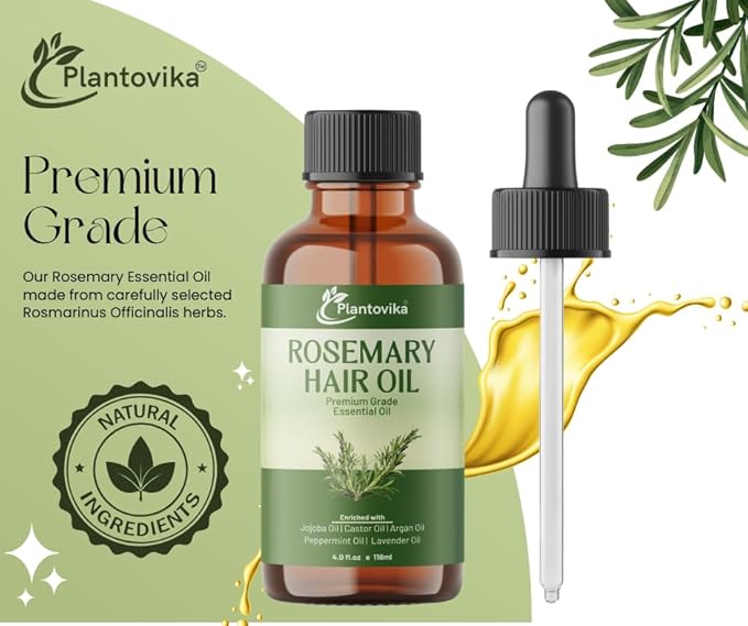 Rosemary Oil for Hair Growth - Hair Growth Oil with Jojoba, Castor, Argan, Peppermint & Lavender | Scalp & Hair Strengthening Treatment for Women & Men (4 Fl Oz)