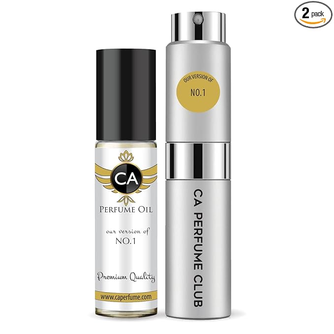 CA Perfume Duo Impression of No.1 For Men Perfume Layering Set Mens Cologne Long Lasting Travel Size EDP + Body Oil Roll-On Bottle 0.27 Fl Oz+0.33 Fl Oz