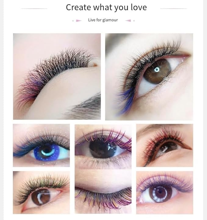 Sunniess 12 Rows Colored Lash Extensions Ombre Colored Lashes Mix Color Single Classic Eyelash 15mm 0.07mm D curl Eyelash Extensions for Professional