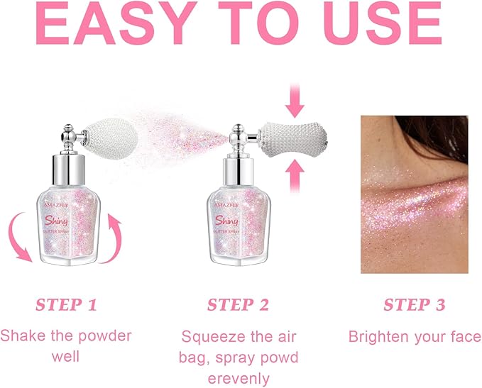 Hair and Body Glitter Spray, Shimmering Powder Sparkle Powder Makeup, Glitter Loose Sparkle Makeup for Body Highlighter,Festival Prom Rave Accessories (Pastel)