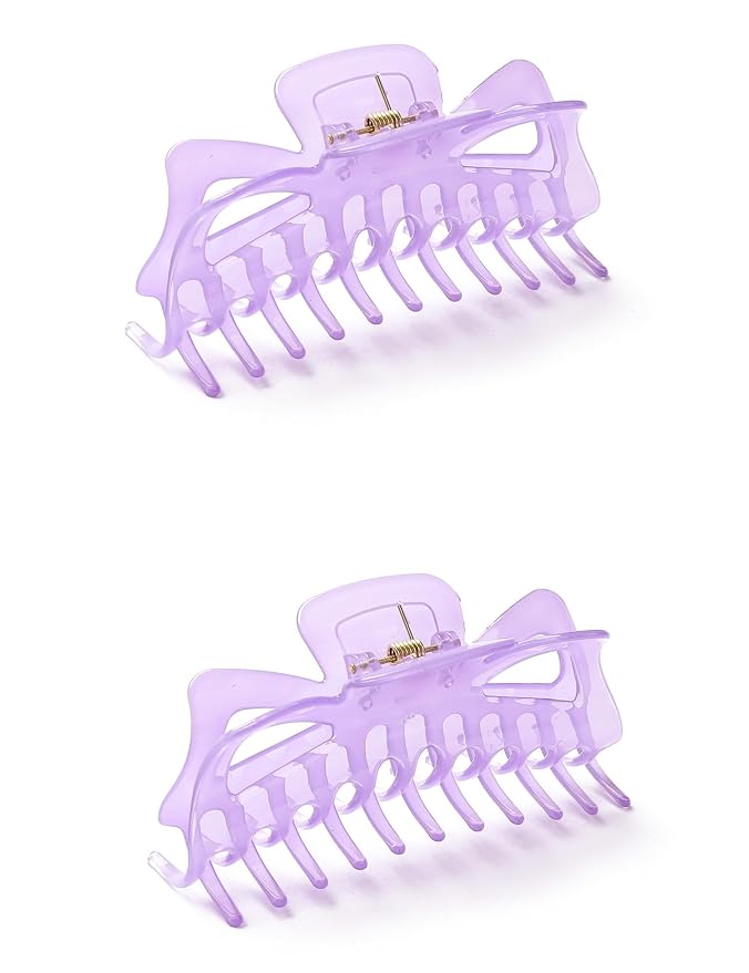 Thick Hair Super Large Clips Crystal Plastic Claw Clamps Hairgrips Clips Accessories for Women, 2 pack. (Purple)