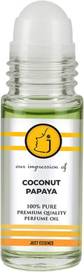 Just Essence Coconut Papaya Roll On Fregrance Perfume Oil for Perfume Making, Personal Body Oil, Soap, Lotion, Candle Making & Incense | Premium Quality Undiluted & Alcohol Free | 1 Fl Oz