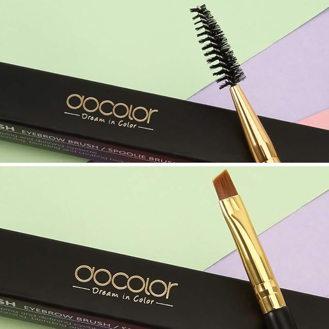 Docolor Eyebrow Brush Duo, Professional Angled Eye Brow Brush and Spoolie Brushes Perfect for Lining and Shaping Brows, Spoolie for Brows or Lashes Black