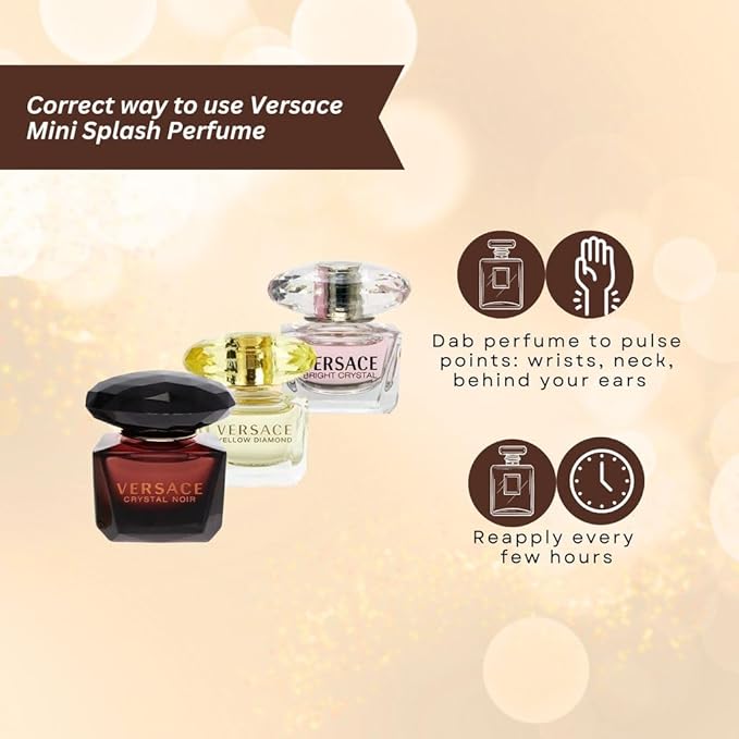 Versace Perfume for Women Variety 3-Piece Mini Gift Set – Yellow Diamond, Crystal Noir, Bright Crystal