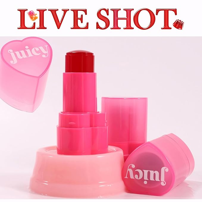 Multi-Use Water Jelly Tint Stick Sheer Lip & Cheek Stain Finish, 3-In-1 Cheek Blush & Eyeshadow & Lip Tinted Long-Lasting Moisture - 1,000+ Swipes Per Stick (# 04, 0.32oz)