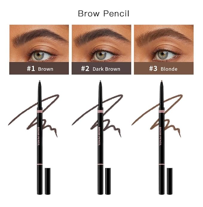 Eyebrow Pencil – Ultra-fine eyebrow pencil, precision nib and spool brush, filler sparse areas, natural eyebrow makeup, waterproof women's eyebrow pen (01# Brown)