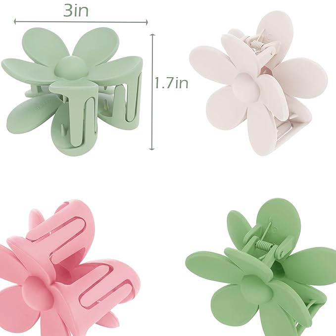 Flower Hair Clips 6 PCS for Women, Daisy Claw Clips Matte Large Claw Clips Strong Hold Jaw Clamps Hair Accessories for Thick Hair 6 Colors