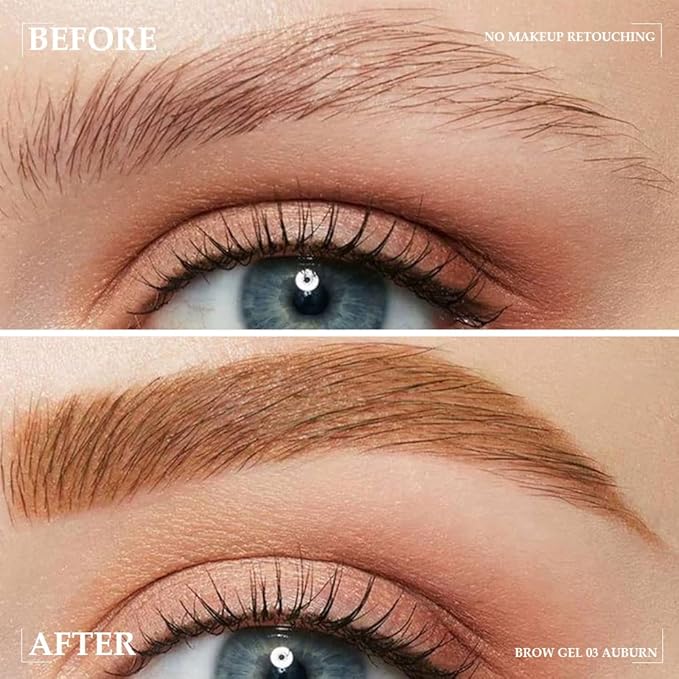 Tinted Thickening Brow Mascara,Brow Glue Eyebrow Gel,Waterproof, Transfer-proof, Brush to Fill in Eyebrows and Cover Gray Hairs - Cruelty Free - Light Medium Brown (1pc 03 Auburn)
