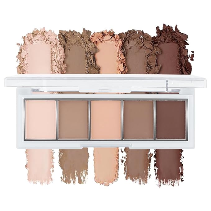 5 Color Matte Eyeshadow Palette, Neutral Nude Brown Eye Shadow, Soft Blendable Natural Eye Makeup, Long Lasting Smooth Powder for Everyday Makeup, Soft Glam Look, Sombra de Ojos 1