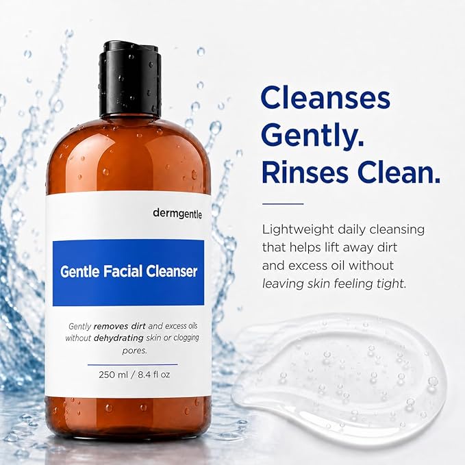 Gentle Facial Cleanser for Sensitive Skin, Hydrating Face Wash for All Skin Types, Gently Cleanses Face Without Over Drying, For All Skin Types, Daily Face Wash, Oil-Free, Soap-Free, 8.4 fl. oz