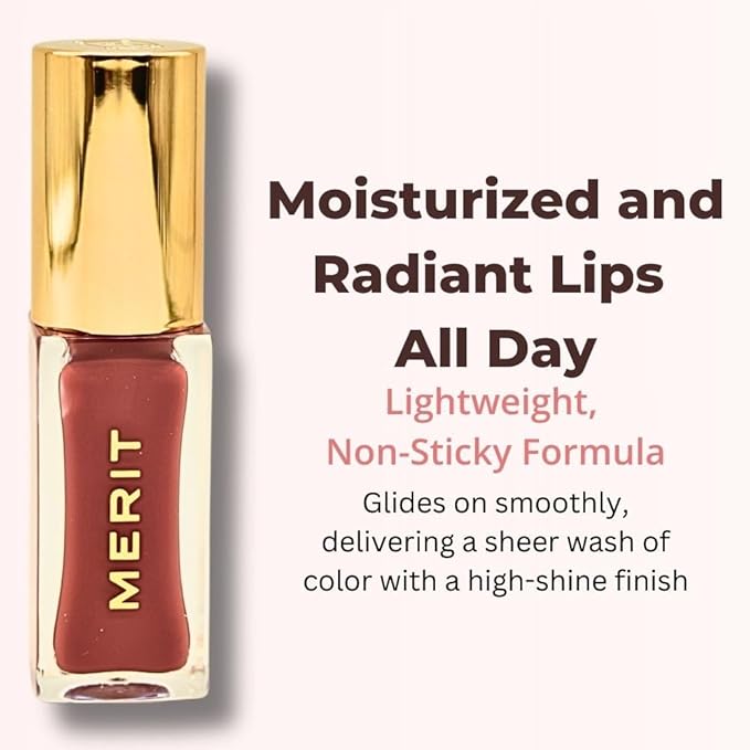 Merit Shade Slick Classics Tinted Lip Oil - Pink Beet (cool pink) 0.23 oz / 7 ml