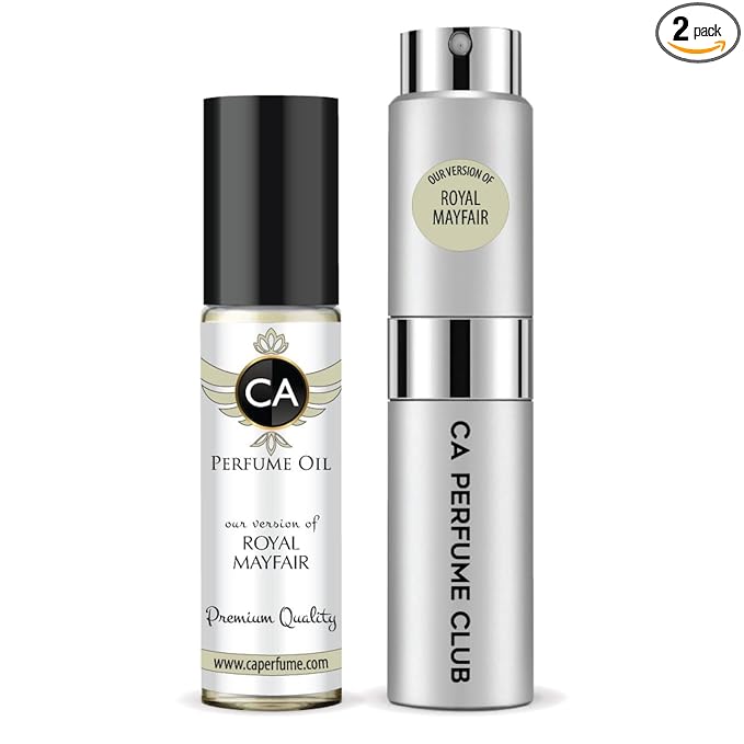 CA Perfume Duo Impression of Royal Mayfair For Women And Men Perfume Layering Set Long Lasting Travel Size EDP + Body Oil Roll-On Bottle 0.27 Fl Oz+0.33 Fl Oz