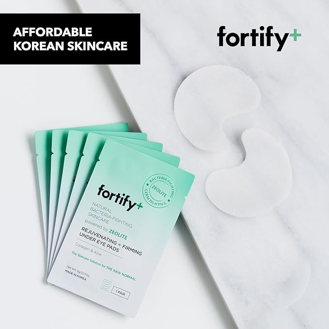 Fortify Skincare Under Eye Patches For Puffy Eyes and Dark Circles - Dermatologist Tested Anti-Aging - Ultra Hydrating, Anti Wrinkle Patches - Natural, Vegan, Clean Beauty, Korean Skin Care - 20 Pairs