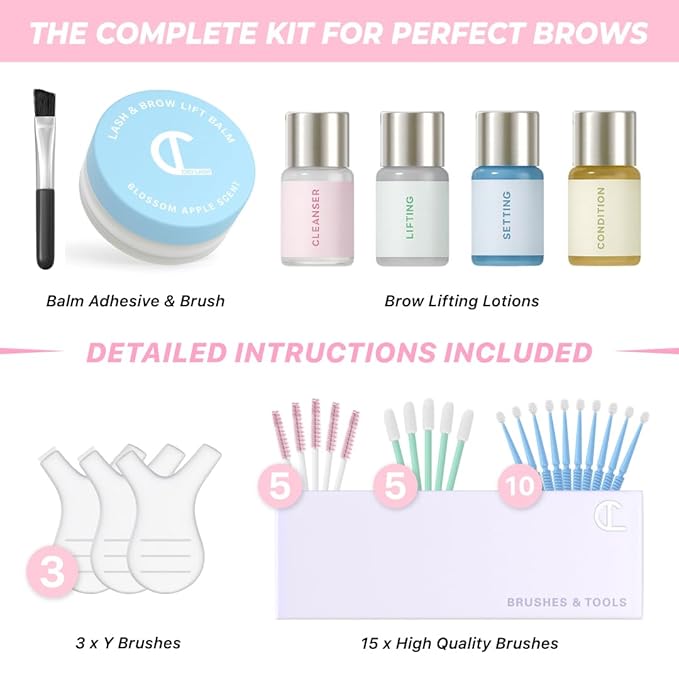 Brow Lamination Kit with Glue Balm | Professional Eyebrow Lamination Kit with Keratin Conditioning | DIY Eye Brow Lift Kit for Fuller, Thicker, Beautiful Brows | Easy to Use & Long (Glue Balm Edition)
