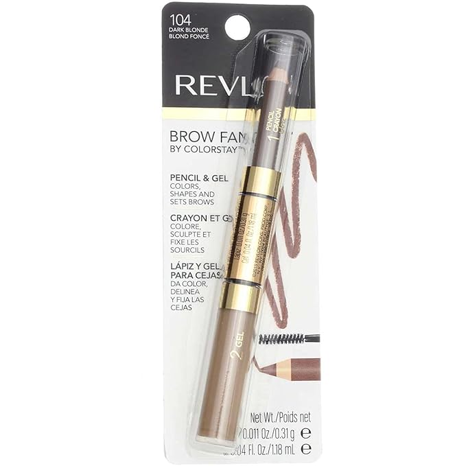 Revlon Brow Fantasy Pencil & Gel, Dark Blonde [104], 0.04 oz (Packs of 2)