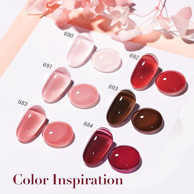 AZUREBEAUTY Dip Powder Set 6 Pcs Jelly Blush Gradient , Natural Dipping Powder French Nail Art Starter Manicure Salon DIY at Home