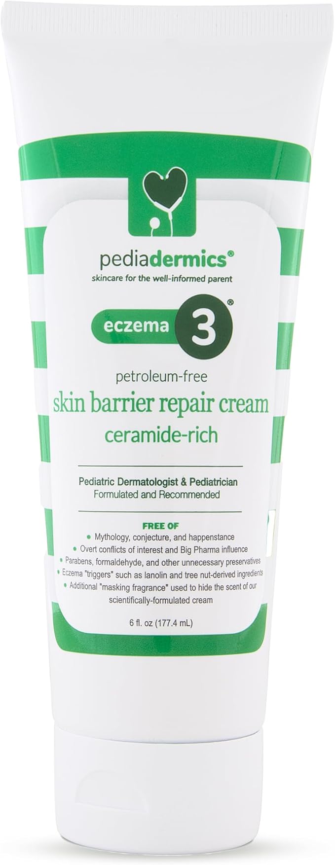 Eczema 3 Ceramide-Rich Skin Barrier Repair Eczema Cream for Kids, Moisturizing, Free of Parabens, Petroleum, Fragrances & Dyes (6 fl oz)