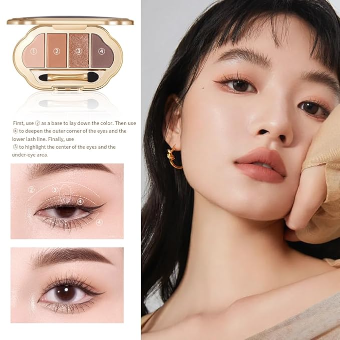 Neutral Nude Eyeshadow Palette, Matte Shimmer & Glitter Shades, Beige Brown Copper Taupe Warm Tones, Blendable Long-Lasting for Mature Women, Blue & Green Eyes, Natural Daily Makeup 02