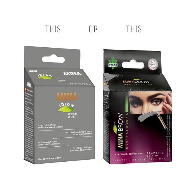 MINA iBrow Henna Hair Color Professional Tint Kit with Brush Combo Pack | Covers Gray Hair-Lasts up to 6 weeks | No Ammonia No Lead | Vegan & Cruelty Free | up to 30 Applications (Graphite)