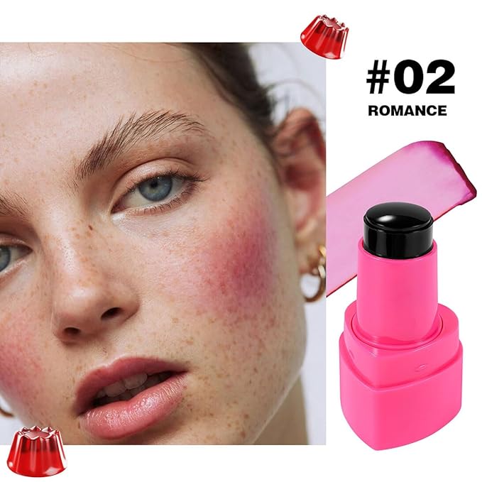 Multi-Use Juicy Love Blush, Cooling Water Jelly Tint Stick, Bouncy Jelly Texture, 3-In-1 Cheek Blush & Eyeshadow & Lip Tinted Long-Lasting Moisture - 1,000+ Swipes Per Stick (#02)