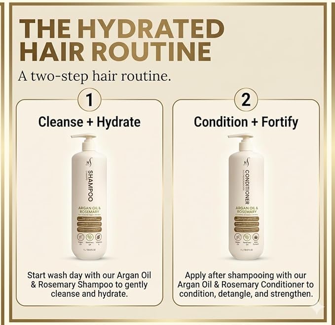 HerStyler Argan Oil Shampoo & Conditioner Set – Hydrating & Moisturizing for Dry, Damaged Hair – With Argan, Rosemary & Aloe – For Men & Women – 33.8 Fl Oz Each