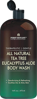 First Botany, ALL Natural Body Wash - Fights Body Odor, Athlete's Foot, Jock Itch, Nail Issues, Dandruff, Acne, Eczema, Shower Gel for Women & Men, Skin Cleanser -16 fl oz (Tea Tree Eucalyptus)