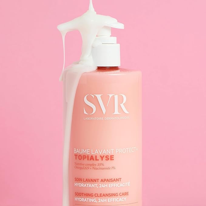 SVR Topialyse Cleansing Balm for Dry Itchy & Sensitive Skin With Niacinamide. Fragrance-free, Soothing Face & Body Wash. 24hr Nourishing Protective Cleanser, 13.5 fl.oz.