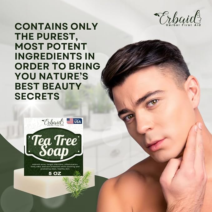 Tea Tree Soap – Natural Defense Tea Tree Oil Wash Bar for Face & Body – Remedy Soap Fights Acne, Skin Irritation, and Prevents Breakouts – Deeply Cleansing, Hydrating Cleanser for Calm, Fresh Skin