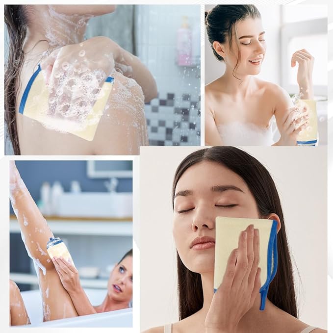 10Pcs Wash Cloths, Blue Frame Exfoliating Washcloth, Face & Body Scrubber, Cotton & Nylon Material