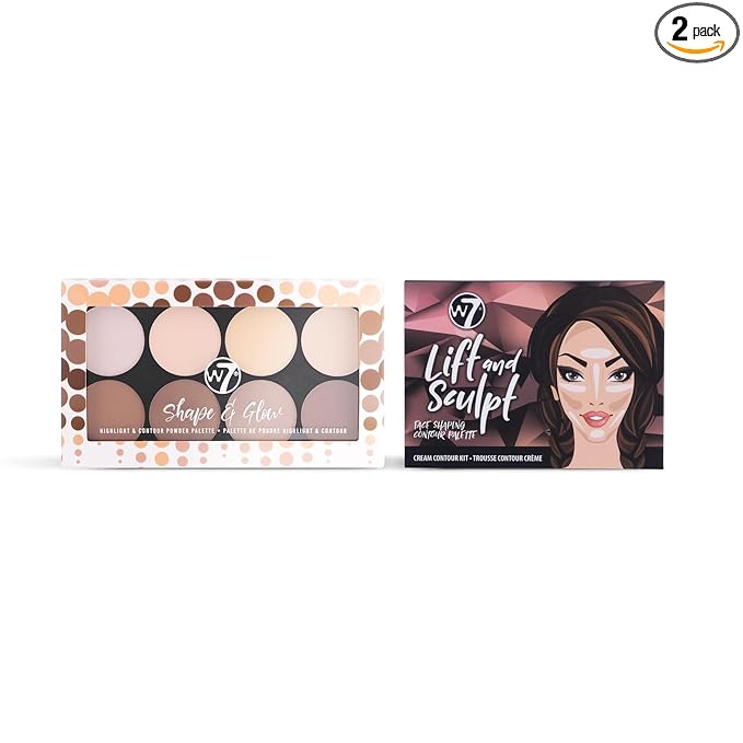 W7 Lift & Sculpt, Shape & Glow Set - 2 Full-Size Face Palettes - Cream Contour & Powder Duo Set