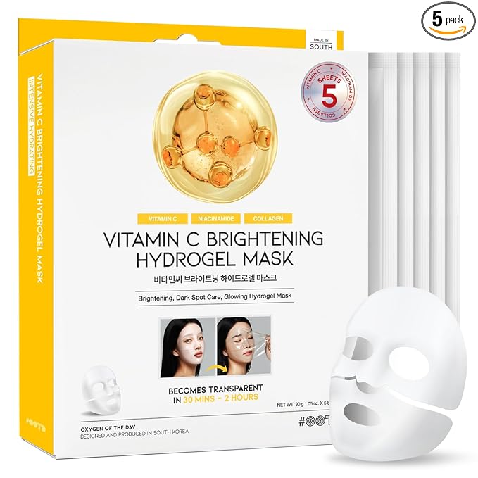 #OOTD Vitamin C Collagen Glutathione Hydrating & Firming Hydrogel Sheet Mask - Radiant Glow Gel Mask and Dull Skin (5pcs)