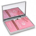Makeup Mirror with Facial Oil Blotting Paper Sheets – 100 Counts, Silver Compact Folding Cosmetic Travel Mirror Pack (Rose)