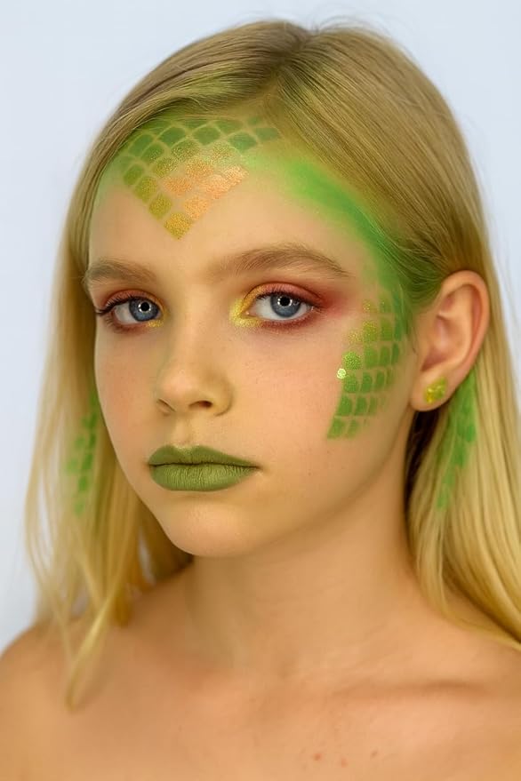 Stencil1FX - Mermaid Scales Eye Makeup Stencil for Costumes, Dress Up, Halloween, Cosplay, Face Painting, Raves, Festivals, Parades, Parties