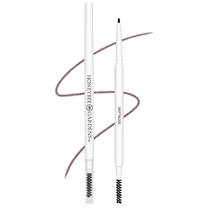 Honeybee Gardens Fine Point Brow Pencil, Driftwood, Long-Lasting Eyebrow Definition, Vegan, Cruelty-Free Beauty