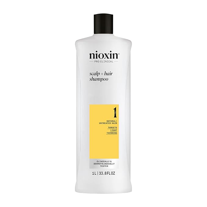 Nioxin Scalp + Hair Thickening System 1 Shampoo| For Natural or Untreated Hair with Light Thinning| With Niacinamide and Biotin| 33.8 Fl oz.